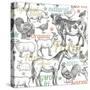 Pattern with Vintage Farm Animals-mamita-Stretched Canvas