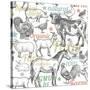 Pattern with Vintage Farm Animals-mamita-Stretched Canvas