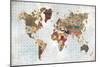 Pattern World Map Geo Background-Laura Marshall-Mounted Art Print