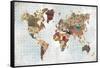 Pattern World Map Geo Background-Laura Marshall-Framed Stretched Canvas