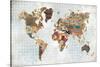 Pattern World Map Geo Background-Laura Marshall-Stretched Canvas