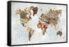 Pattern World Map Geo Background-Laura Marshall-Framed Stretched Canvas