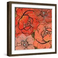 Pattern8    floral, blossom, tropical, red-Robbin Rawlings-Framed Art Print