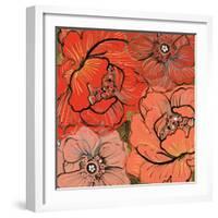 Pattern8    floral, blossom, tropical, red-Robbin Rawlings-Framed Art Print