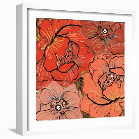 Pattern8    floral, blossom, tropical, red-Robbin Rawlings-Framed Art Print