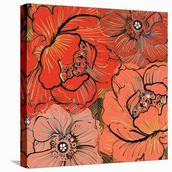 Pattern8    floral, blossom, tropical, red-Robbin Rawlings-Stretched Canvas