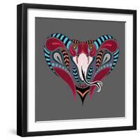 Patterned Colored Head of the King Cobra. African, Indian Tattoo Design. it May Be Used for Design-Sunny Whale-Framed Art Print