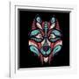 Patterned Colored Head of the Wolf. African / Indian / Totem / Tattoo Design. it May Be Used for De-Sunny Whale-Framed Art Print