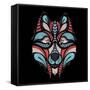 Patterned Colored Head of the Wolf. African / Indian / Totem / Tattoo Design. it May Be Used for De-Sunny Whale-Framed Stretched Canvas