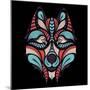 Patterned Colored Head of the Wolf. African / Indian / Totem / Tattoo Design. it May Be Used for De-Sunny Whale-Mounted Premium Giclee Print