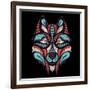 Patterned Colored Head of the Wolf. African / Indian / Totem / Tattoo Design. it May Be Used for De-Sunny Whale-Framed Art Print