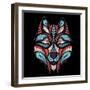 Patterned Colored Head of the Wolf. African / Indian / Totem / Tattoo Design. it May Be Used for De-Sunny Whale-Framed Art Print