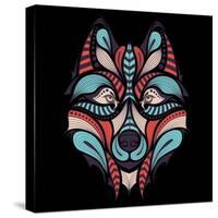 Patterned Colored Head of the Wolf. African / Indian / Totem / Tattoo Design. it May Be Used for De-Sunny Whale-Stretched Canvas