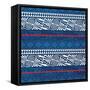 Patterned Sea-Jace Grey-Framed Stretched Canvas