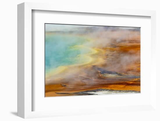 Patterns in bacterial mat around Grand Prismatic spring, Midway Geyser Basin, Yellowstone NP, WY-Adam Jones-Framed Photographic Print