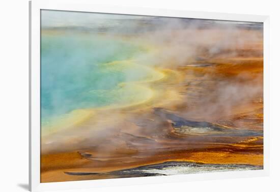 Patterns in bacterial mat around Grand Prismatic spring, Midway Geyser Basin, Yellowstone NP, WY-Adam Jones-Framed Photographic Print