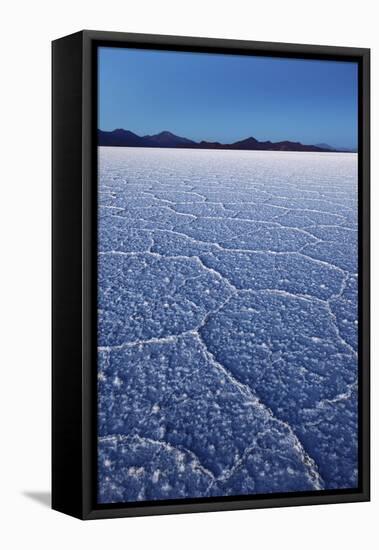 Patterns on Surface of Salar De Uyuni before Sunrise, Bolivia-James Brunker-Framed Stretched Canvas