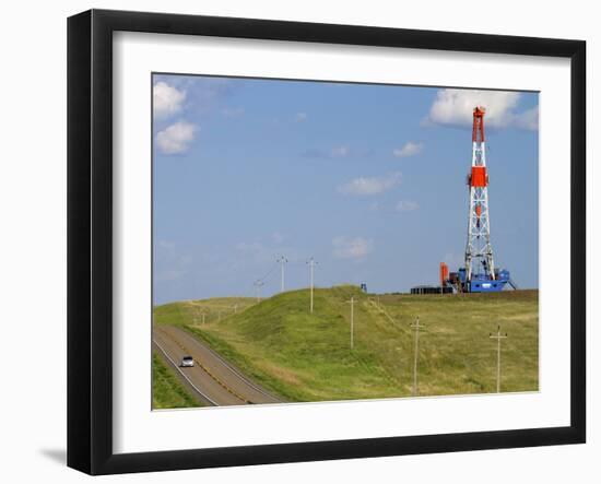 Patterson Uti Oil Drilling Rig Along Highway 200 West of Killdeer, North Dakota, USA-David R. Frazier-Framed Premium Photographic Print