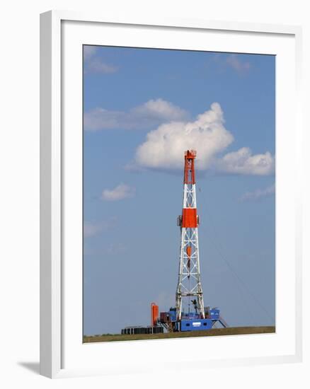 Patterson Uti Oil Drilling Rig Along Highway 200 West of Killdeer, North Dakota, USA-David R. Frazier-Framed Photographic Print