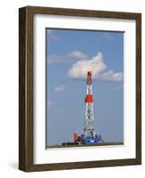 Patterson Uti Oil Drilling Rig Along Highway 200 West of Killdeer, North Dakota, USA-David R. Frazier-Framed Photographic Print