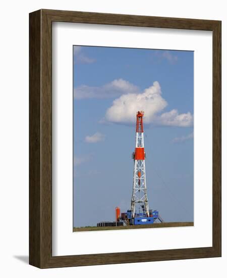 Patterson Uti Oil Drilling Rig Along Highway 200 West of Killdeer, North Dakota, USA-David R. Frazier-Framed Photographic Print