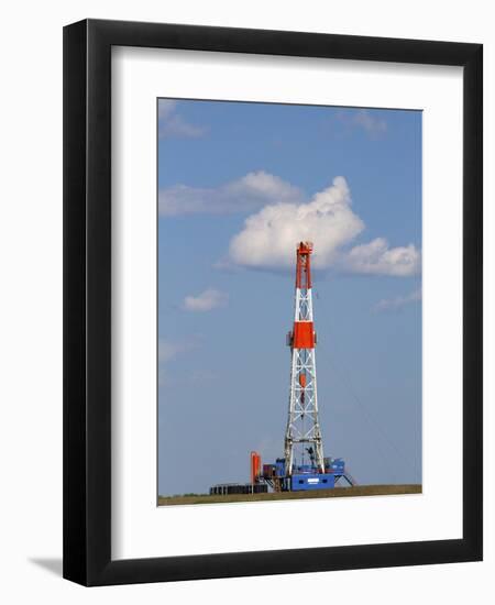 Patterson Uti Oil Drilling Rig Along Highway 200 West of Killdeer, North Dakota, USA-David R. Frazier-Framed Photographic Print