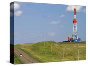 Patterson Uti Oil Drilling Rig Along Highway 200 West of Killdeer, North Dakota, USA-David R. Frazier-Stretched Canvas
