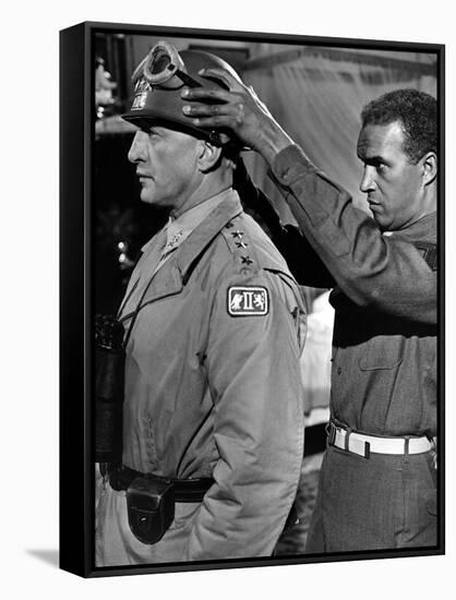 "Patton" by Franklin Schaffner with George C. Scott, 1970 (b/w photo)-null-Framed Stretched Canvas