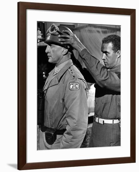 "Patton" by Franklin Schaffner with George C. Scott, 1970 (b/w photo)-null-Framed Photo