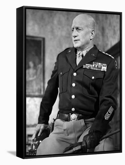 "Patton" by Franklin Schaffner with George C. Scott, 1970 (b/w photo)-null-Framed Stretched Canvas