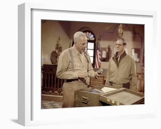 Patton by FranklinSchaffner with George C Scott and Karl Malden, 1970 (photo)-null-Framed Photo