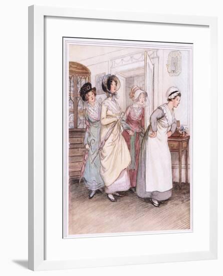 Patty Ushers in the Sisters, Willoughby and Miss Henrietta-Hugh Thomson-Framed Giclee Print