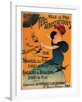 Pau, France - Red-Headed Woman Awaits Balloons Birds Poster-Lantern Press-Framed Art Print