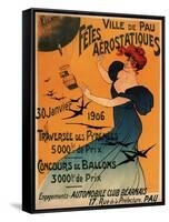 Pau, France - Red-Headed Woman Awaits Balloons Birds Poster-Lantern Press-Framed Stretched Canvas
