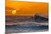 Pau Hana-Sunset & Wave breaking off of the Na Pali Coast of Kauai, Hawaii-Mark A Johnson-Mounted Photographic Print