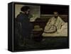 Paul Alexis (1847-1901) Reading a Manuscript to Emile Zola (1840-1902) 1869-70-Paul Cézanne-Framed Stretched Canvas