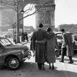 Street Cafe in the Rain, Colonne de Juillet, c1955-Paul Almasy-Framed Giclee Print