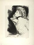 Half-Length Portrait of a Seated Woman, Smoking a Cigarette, Facing Left, C.1900-Paul Cesar Helleu-Giclee Print