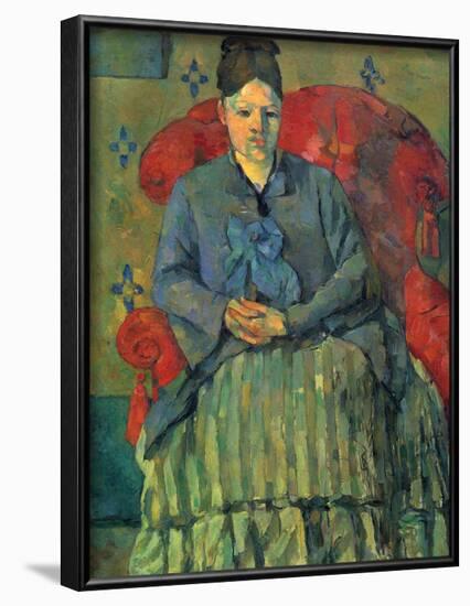 Paul Cezanne (Portrait of Mme Cezanne in a red armchair) Art Poster Print-null-Framed Poster