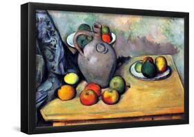 Paul Cezanne Still Life Pitcher and Fruit on a Table Art Print Poster-null-Framed Poster