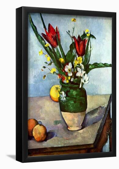 Paul Cezanne Still Life Tulips and Apples Art Print Poster-null-Framed Poster