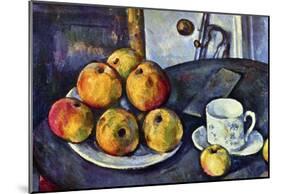 Paul Cezanne Still Life with a Bottle and Apple Cart Art Print Poster-null-Mounted Poster