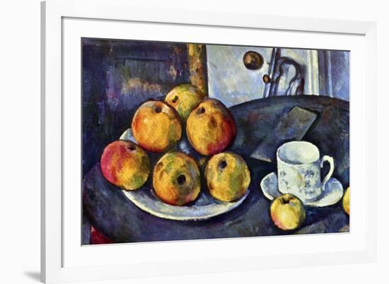 Paul Cezanne Still Life with a Bottle and Apple Cart-null-Framed Art Print