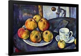 Paul Cezanne Still Life with a Bottle and Apple Cart-null-Framed Art Print