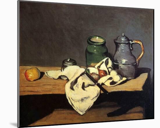 Paul Cezanne (Still life with green container and Zinnkessel) Art Poster Print-null-Mounted Poster