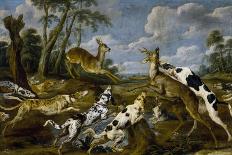 Stag Attacked by Pack of Hounds-Paul De Vos-Giclee Print