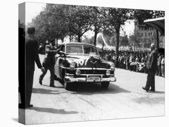 Paul Frere in a Chrysler Saloon V8, in the Mille Miglia, 1953-null-Stretched Canvas