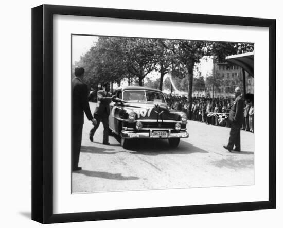 Paul Frere in a Chrysler Saloon V8, in the Mille Miglia, 1953-null-Framed Photographic Print