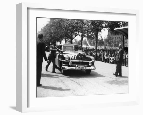 Paul Frere in a Chrysler Saloon V8, in the Mille Miglia, 1953-null-Framed Photographic Print