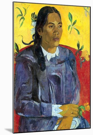 Paul Gauguin Woman with Flower Art Print Poster-null-Mounted Poster